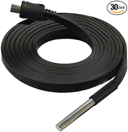 DS18B20 Temperature Probe, Refrigerator Temperature Sensor, Remote Monitoring in Extreme High or Low Temperature Condition (3m Flat)