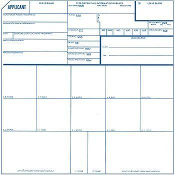 Fingerprint Cards, Applicant FD-258, 25 Pack