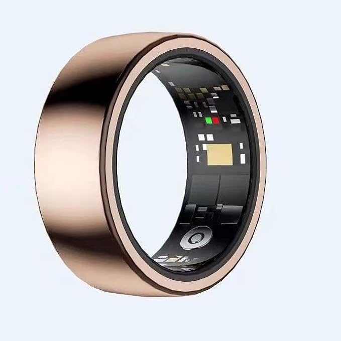 Smart Ring with Sleep Monitoring, Step Counting, Heart Rate, Blood Oxygen for iOS and Android, Health Tracker,No Subscription Fee, (Gold, 8#)