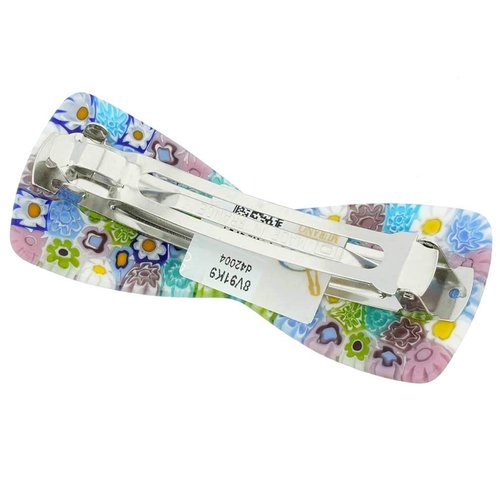 Glass Of Venice Murano Glass Millefiori Bowtie Hair Clip - Pastels