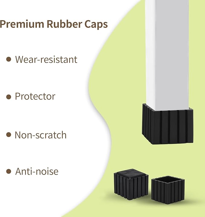Flyshop Anti-Skid Non-Marking Synthetic Rubber Patio Chair Table Leg Caps Square Furniture Covers 20pcs, Black, 50 mm x 50 mm, 2" x 2"