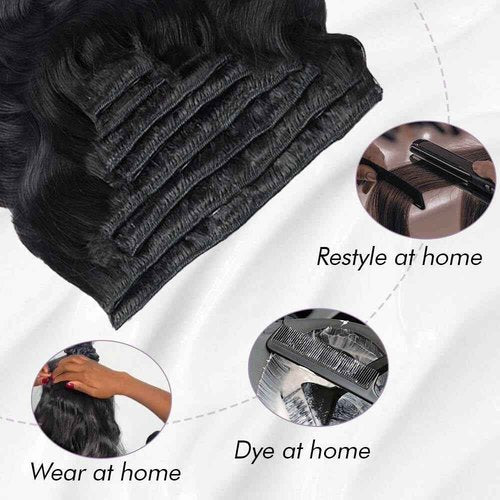 Body Wave Clip In Hair Extensions Real Human Hair Clip Ins For Women 18 Inch Remy Human Hair Extensions Clip Ins 8 Pcs With 18 Clips 120g Natural Black
