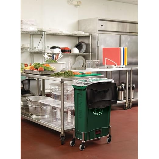Rubbermaid Commercial Products Slim Jim Trash/Garbage Can with Venting Channels, 16-Gallon, Green, for Kitchen/Office/Workspace