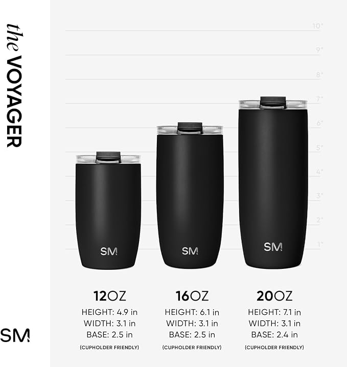 Simple Modern Voyager Tumbler with Flip Lid | Travel Coffee Mug | Insulated Stainless Steel Cold Brew Iced or Hot Coffee Cup | Gifts for Women Men Her Him | 12oz, Violet Dreams