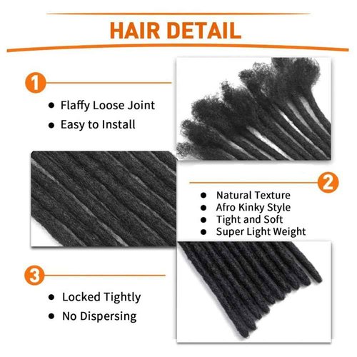 MXIRE 0.4cm Thickness 10 Inch 60 Strands Dreadlock Extensions Real Human Hair Full Handmade Permanent Locs Extensions Human Hair for Women Men Kids Can Be Dyed and Bleached Curled(1B)
