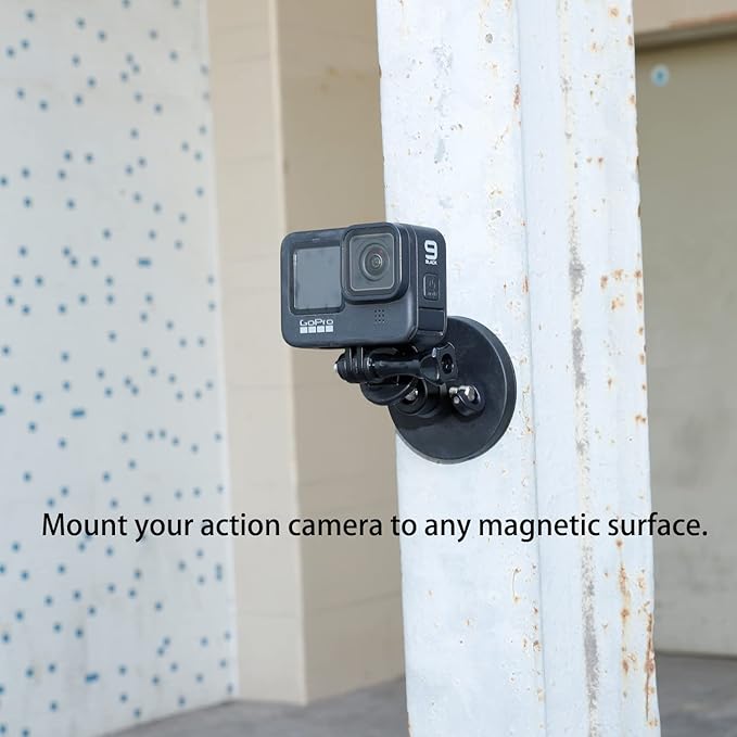 PellKing Magnet Camera Mount for GoPro Insta360 Akaso DJI Action,with Rotation Ball Head Super Strong Rubber Coating Neodymium Magnet for Car, Attaches to Steel or Other Magnetic Surfaces