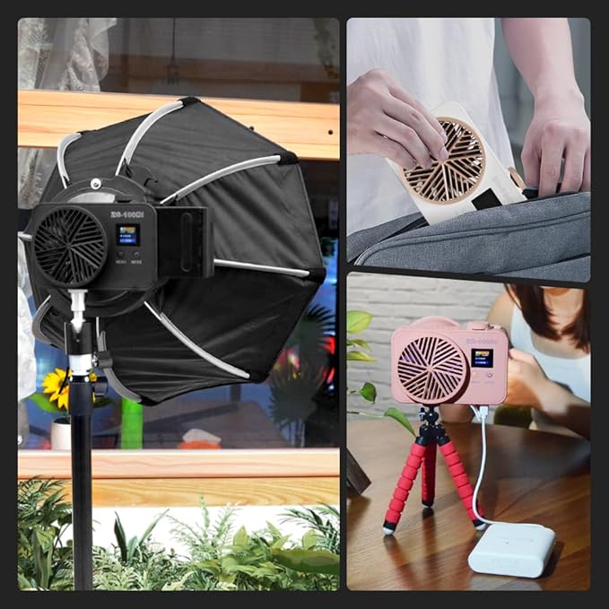 ZC-100BI 100W COB Video Light with Bowens Mount,10000Lux/m 2700K-7500K Bi-Color Camera Light with 10 Scenario Simulations Control Continuous Lighting for Photography (ZC-100bi Pink)