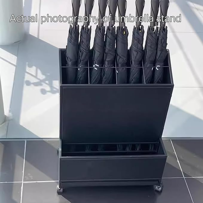 SEIFE Movable Commercial Metal Large Capacity Umbrella Holder With removable drain tray,Can hold 30 umbrellas,Indoor Entryway Umbrella stand,For Hotel,Offices,home(Orange)