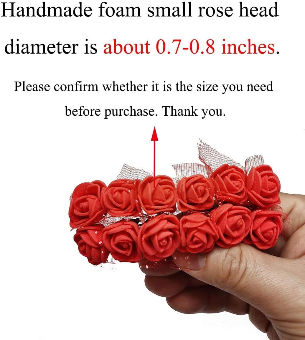 Foam Rose Fake Flowers for Crafts 144 pcs 2 cm Mini Wreaths Artificial Flower Bouquet Multicolor Rose Flower Wedding Scrapbooking Decoration Rose Fake Flower(Burgundy)