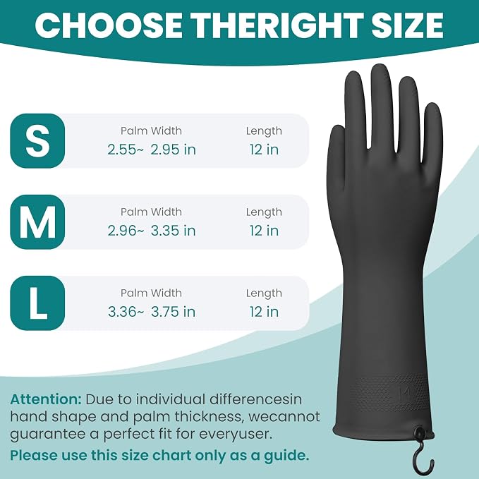 4 Pairs Rubber Dishwashing Gloves with Hanging Hooks - Reusable Cleaning Gloves for Kitchen & Household, Non-Slip, Durable and Flexible (Medium, 4 Colors: Black, Pink, Blue, Purple)