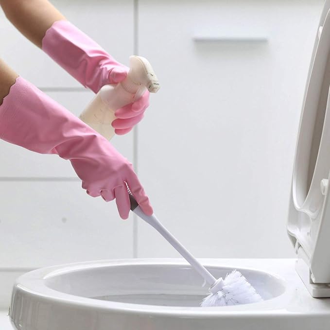 HSL Household Cleaning Gloves - 2 Pairs Reusable Kitchen Dishwashing Gloves with Latex Free, Cotton lining, Waterproof, Non-Slip, Ideal for Dishes, Household Chores, and Gardening (Medium)