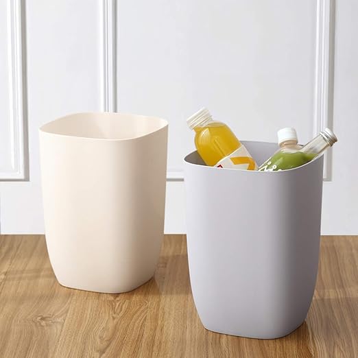 Bathroom Trash Can, Small Garbage Can for Bedroom, Living Room, Kitchen, Slim Cute Plastic Waste Basket for Office, 7L, Grey