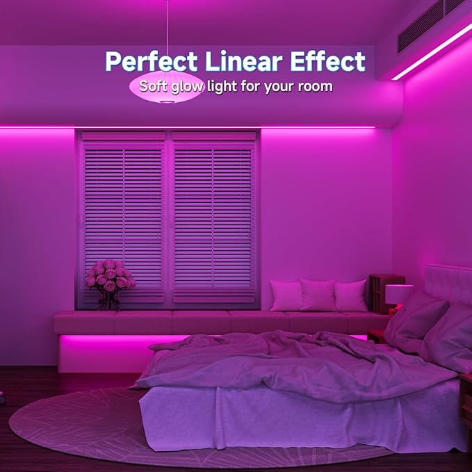 BTF-LIGHTING COB LED Strip Light 12V 16.4FT UL Listed, Purple Color Dimmable High Density Flexible Tape Light with RF Remote & ETL Power Adapter, Ultra Bright for Bedroom Kitchen Home Indoor Lighting