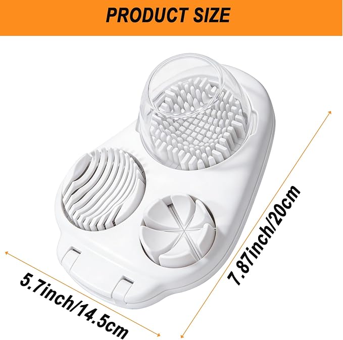 NOVANO 3-in-1 Egg Slicer, Heavy Duty Stainless Steel Egg Cutter | Multi-Mode Egg Dicer with Base, For Hard Boiled Eggs, Multifunctional Kitchen Chopper