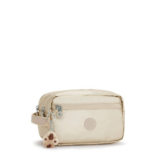 Kipling Womens Women's Amalfi Travel Pouch, Organize Accessories, Slip Compartments, Top Zip Closure, Nylon Large Pouch, Starry Gold Metallic, 9 L x 5.5 H 5 D US