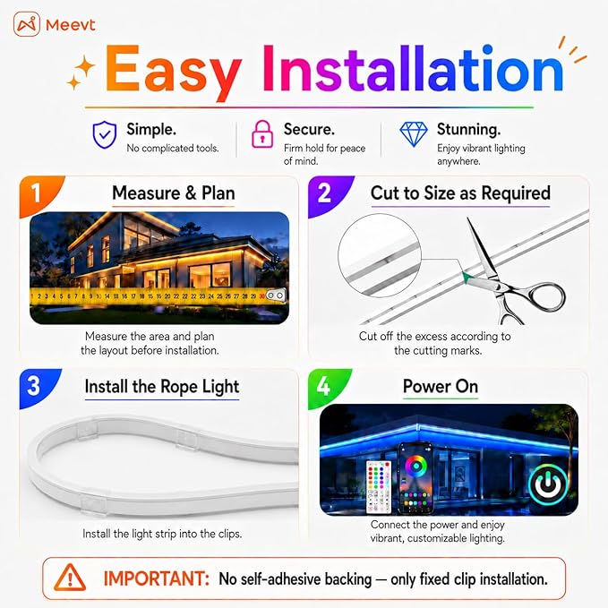 Neon Rope Lights - 16.4Ft Flexible LED Rope Lights,24V RGB Rope Lights Control with App/Remote Multiple Modes,DIY Design, IP65 Waterproof Strip Lights for Bedroom Room Outdoors Decor