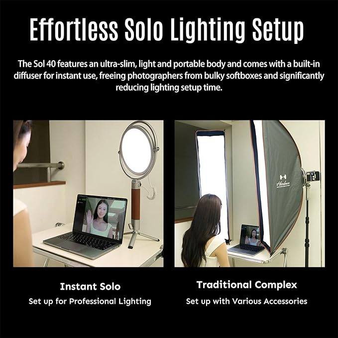 Harlowe Sol 40 Spectra LED Light Panel, 40W RGBCW 36,000-Color 2700K-6500K Professional Key Light with Litedock for Streaming, Video Recording, Zoom Meeting, Wireless Remote and App Control