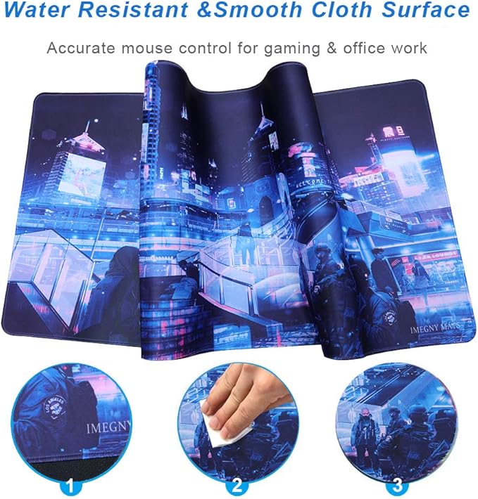 Large Gaming Mouse Pad, Extended XXL Desk Pad & Non-Slip Rubber Mat for Mice and Keyboard with Stitched Edges (90x40 zisecity006)