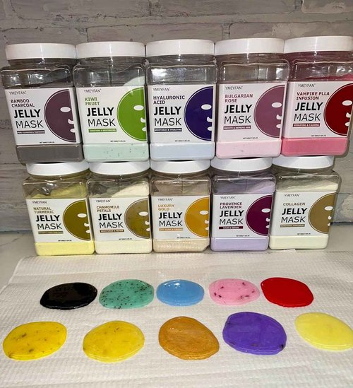YMEYFAN 6 Jar Jelly Mask Powder for Facial Mask Professional Bundle (Hyaluronic Acid, Kiwi, Collagen, VC, Astaxanthin, Glowing Biotin)