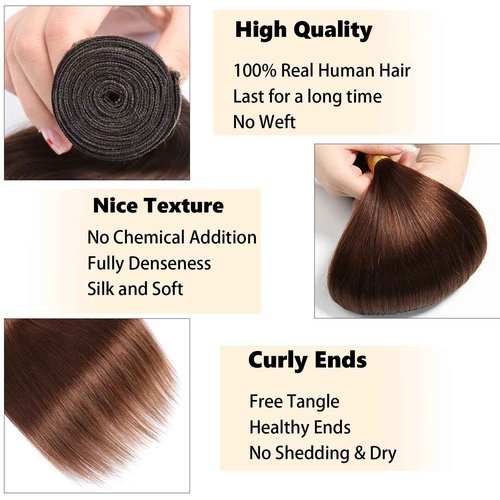 Habiliana Bundles Human Hair 26 28 30 Inch Straight Dark Brown 4 Human Hair Bundles 11A Unprocessed Brazilian Virgin Quick Weave Hair Extensions for Black Women