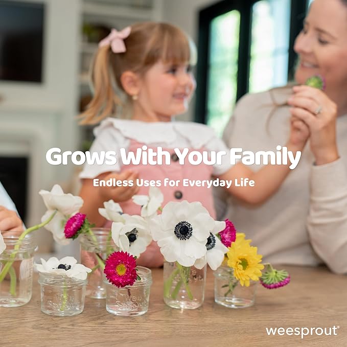 WeeSprout Glass Baby Food Storage Jars w/Lids (4 oz, 6 Pack Set) Snack, Puree, Reusable Small Containers, Breast Milk, Fridge or Freezer, Microwave & Dishwasher Safe, Essential Must Have for Infants