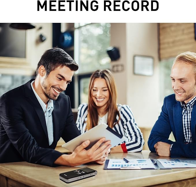 Voice Recorder 16GB Capacity Voice Activated Recording Device Digital Voice Recorder for Lectures, Meetings, Interviews Audio Recorder with USB Rechargeable WAV/MP3 Tape Recorder (16GB)