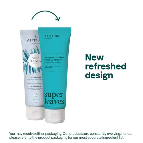 ATTITUDE Extra Gentle Hair Conditioner, Soothes Dry Scalp, Naturally Derived Ingredients, Vegan Detangler, Dermatologically Tested, Unscented, 8 Fl Oz (Pack of 6)