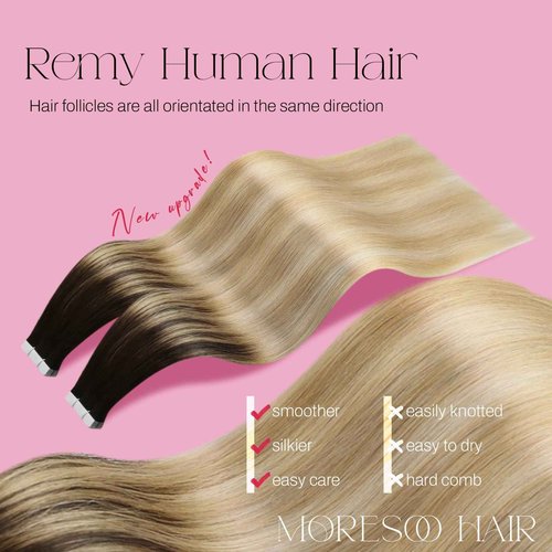 Tape Bundle Total 40 Pieces - Tape in Hair Extensions Brown Balayage #2/27/613 Skin Weft Tape in Extensions Full Head (18 inch and 16 inch 40 Pieces 100 Grams)
