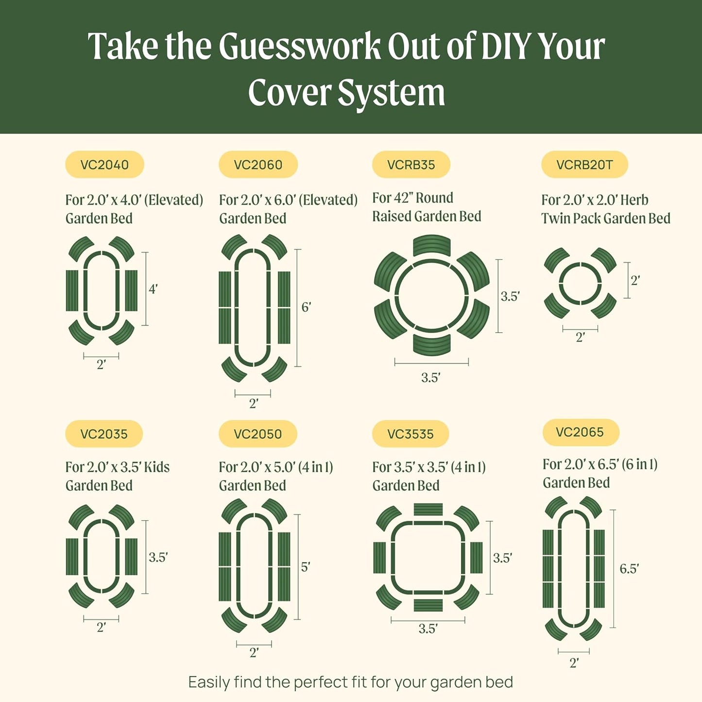 Vego garden Cover System for 2.0' x 8.0' (9 in 1) Garden Bed