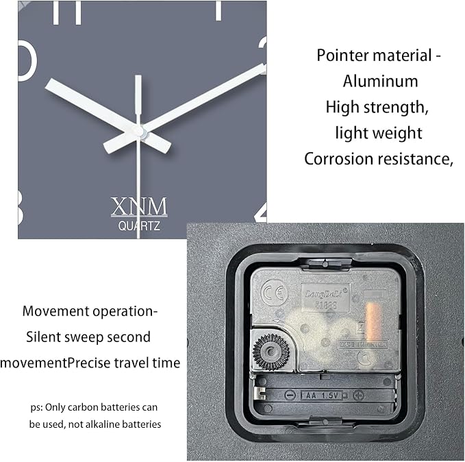 XNM Minimalist Wall Clocks Battery Operated 14 Inch Grey Wall Clock Decorative for Bedroom Office Decor Silent Wall Clock