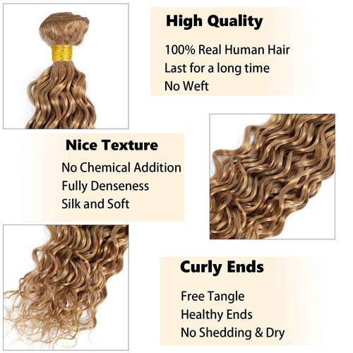 Habiliana Bundles Human Hair 24 26 28 Inch Water Wave Brown 27 Human Hair Bundles 11A Unprocessed Brazilian Virgin Quick Weave Hair Extensions for Black Women