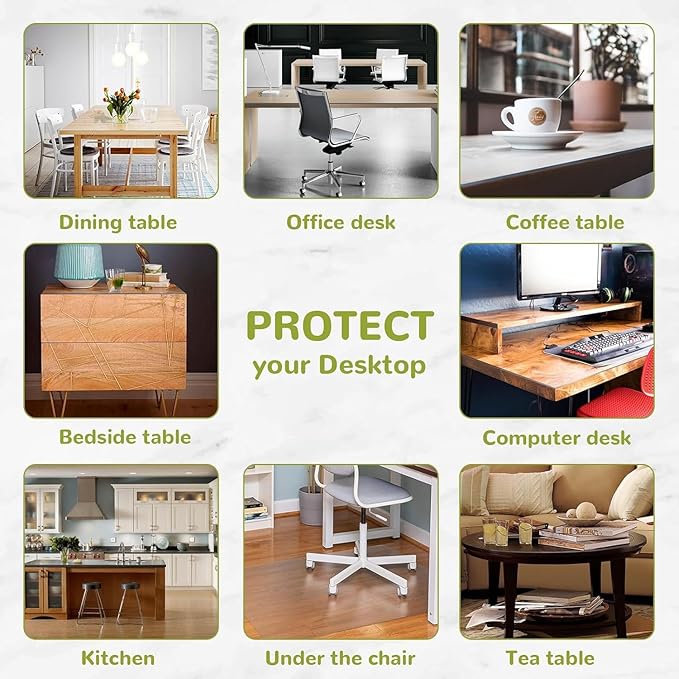 42 x 89 Inch Clear Table Cover Protector, Clear Table Protector for Dining Room Table, 1.5mm Plastic Table Cover, Waterproof Table Pad for Kitchen, Office
