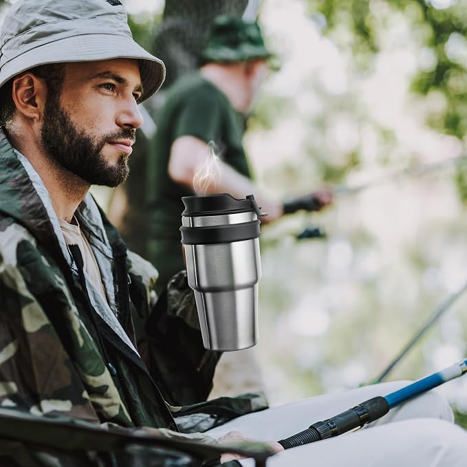 20 oz Insulated Coffee Mug Tumbler with Handle, Stainless Steel Travel Mug Tumbler with Lid and Straw,Double Wall Vacuum Leak Proof Ice Coffee Thermal Cup, Indigo Black