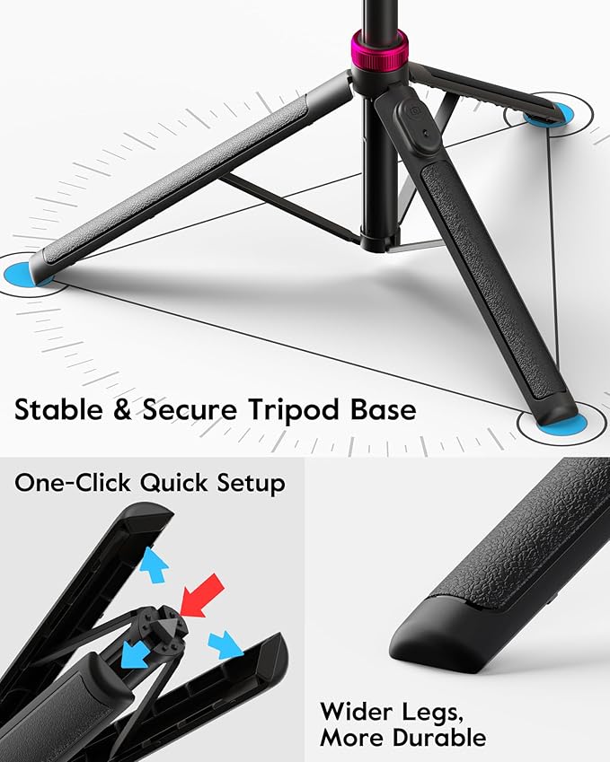Magnetic Ring Light with Stand and Phone Clip, 62" Tripod for iPhone with Light, 6000mAh Phone Tripod with Light for Video Recording, TikTok, YouTube, Vlogging, Selfies, CRI>95