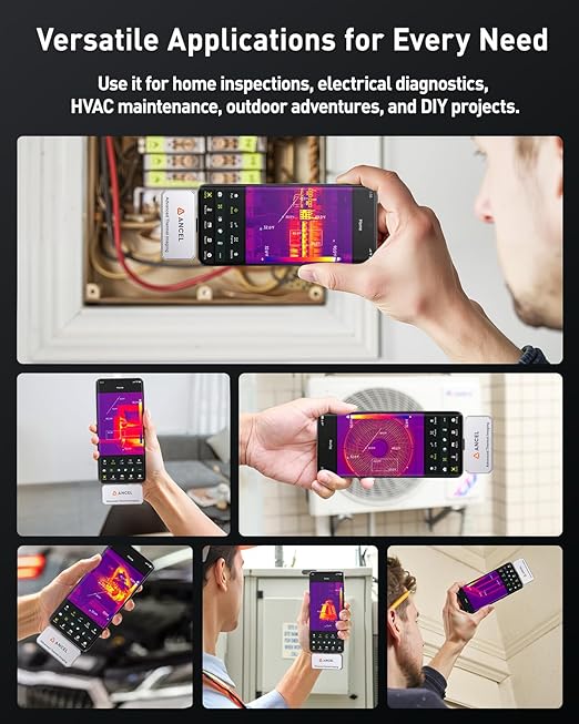 ANCEL IR101 Thermal Imaging Camera for Android, 256x192 IR Resolution, 25Hz Real-Time USB-C Thermal Camera β Detect Heat Leaks, Electrical Faults & PCB Defects for Home, Automotive & DIY Repairs