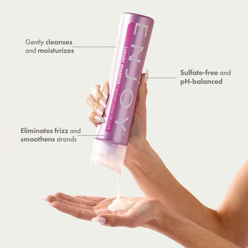 Enjoy Luxury Shampoo - Eliminates Frizz Cleansing Moisturizing Smoothing - Sulfate Free For Thick Coarse or Curly Hair (33.8 Fl Oz)