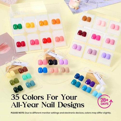 Beetles Gel Nail Polish Kit with U V Light - One Color One Bottle 35 Colors Mood Mosaic Collection Nail Polish Kit 68 Pcs Gifts for Women Girls with Top Base Coat Beauty Must Have DIY Salon Set