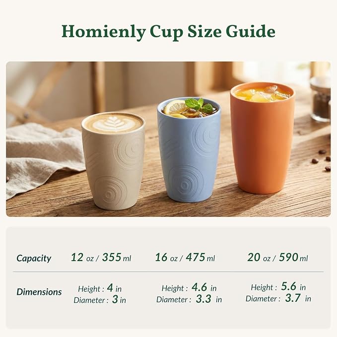 Homienly Wheat Straw Cups,Unbreakable Drinking Glasses 16oz,6-Pack Dishwasher Safe Cups with Lids for Parties,Beach-Colorful