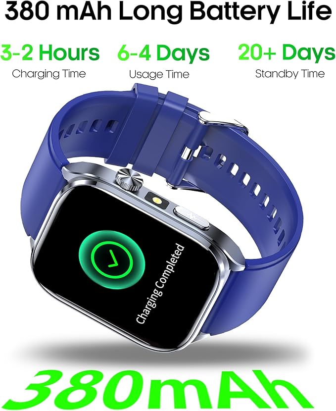 Advanced Health Smartwatch for Women Men with Real-Time Monitoring of Heart Rate, Sleep Quality and Stress Levels, Always-On Display,Bright Flashlight (Blue)