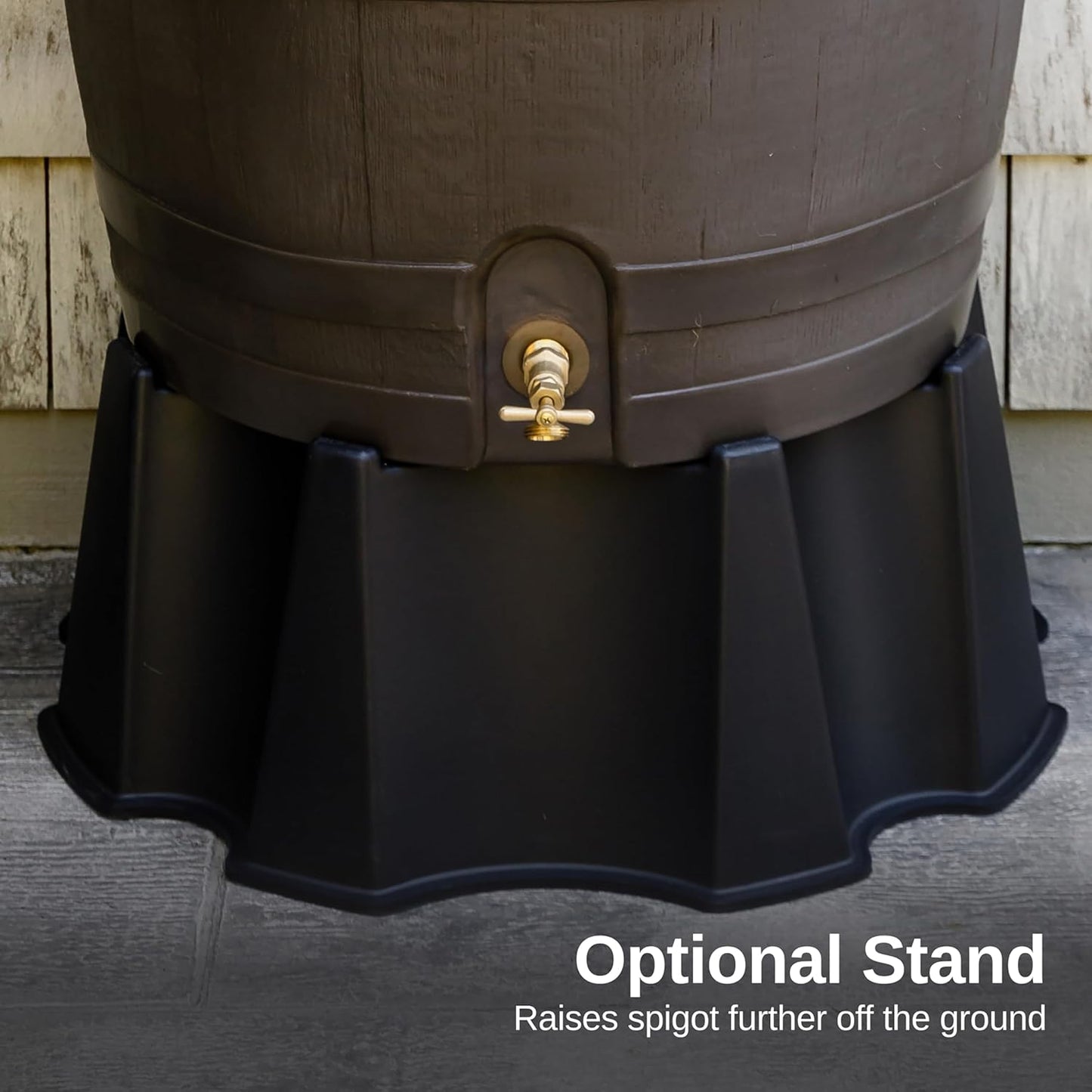 50-Gallon Rain Barrel with Link Kit, Flat Back Rain Water Collection Barrel, Link Kit Included, Walnut Color (2 Pack)