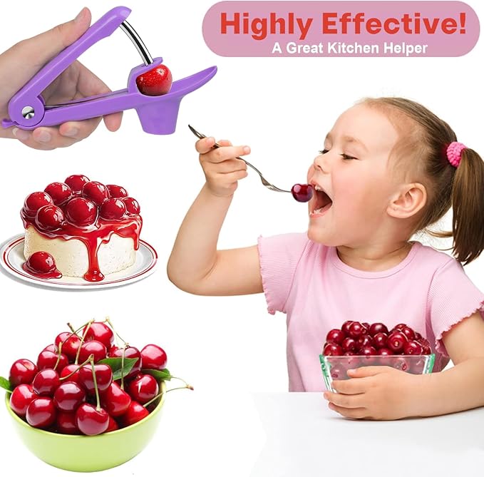 Cherry Pitter Olive Pitter Tool, Cherry Pitter Remover, Fruit Pit Core Remover with Space-Saving Lock Design for Make Fresh Cherry Dishes, Cherry Pie and Jam and Cocktail Cherries