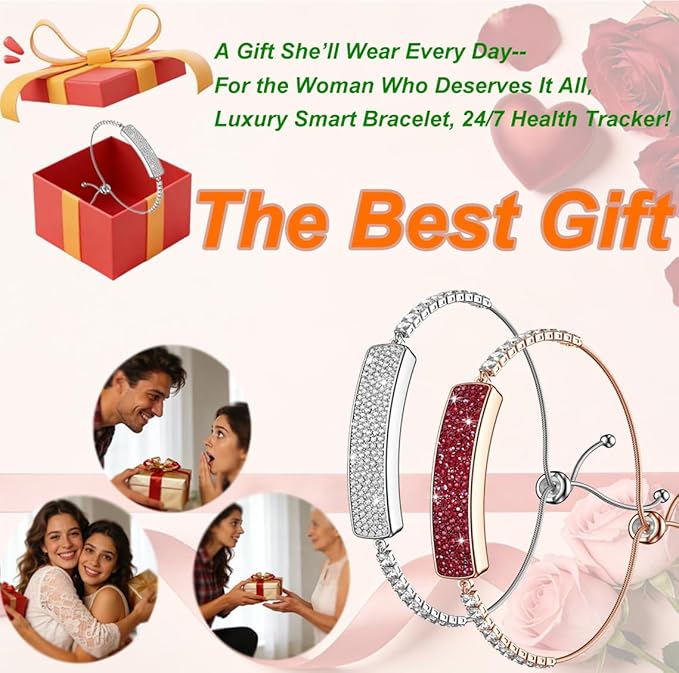 Smart Bracelet Fitness Tracker with 24/7 Health Monitoring 5ATM Waterproof,Blood Oxygen, Heart Rate, HRV,Sleep Monitor â Slim Design Long Battery Life for Women Free App Android & iOS Silver