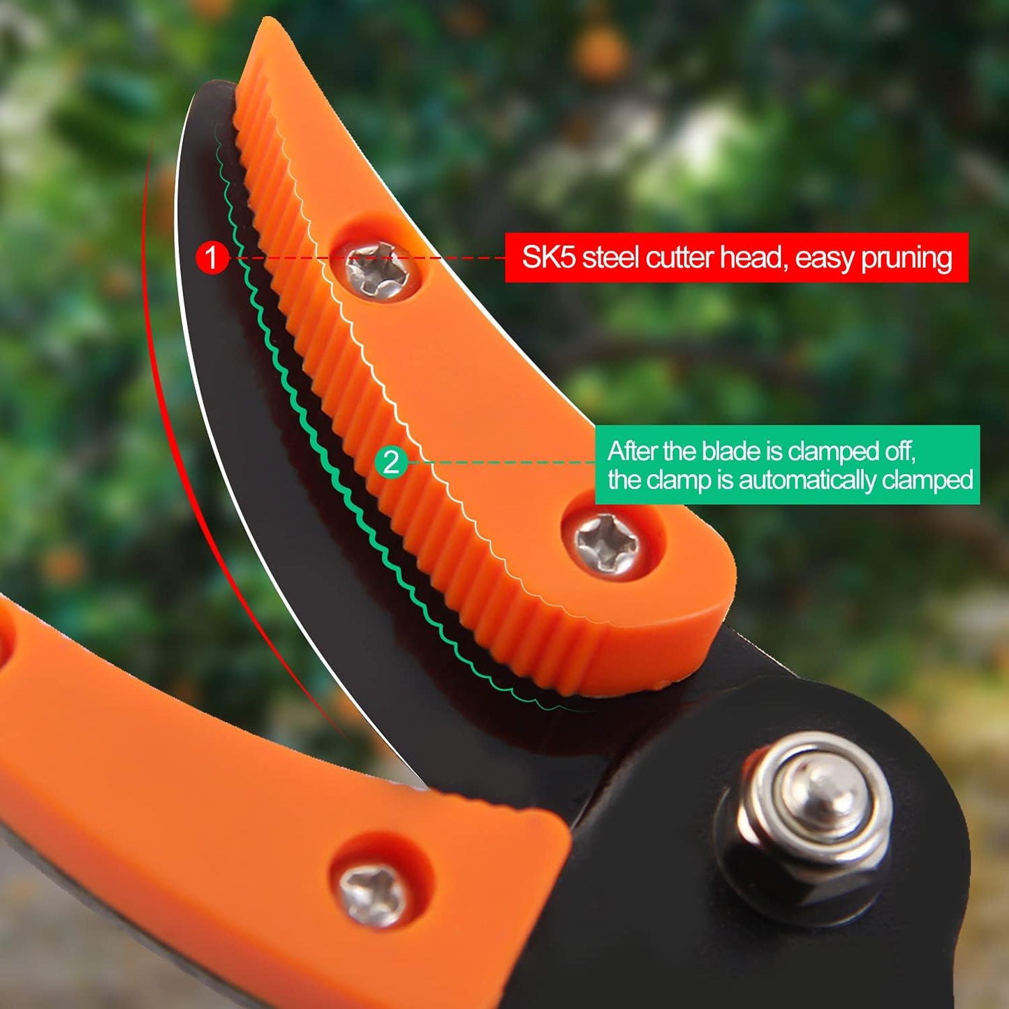 KSEIBI 143020 Long Reach Cut and Hold Bypass Pruner Max Cutting 1/2 inch (7.0 ft - 2.0m)