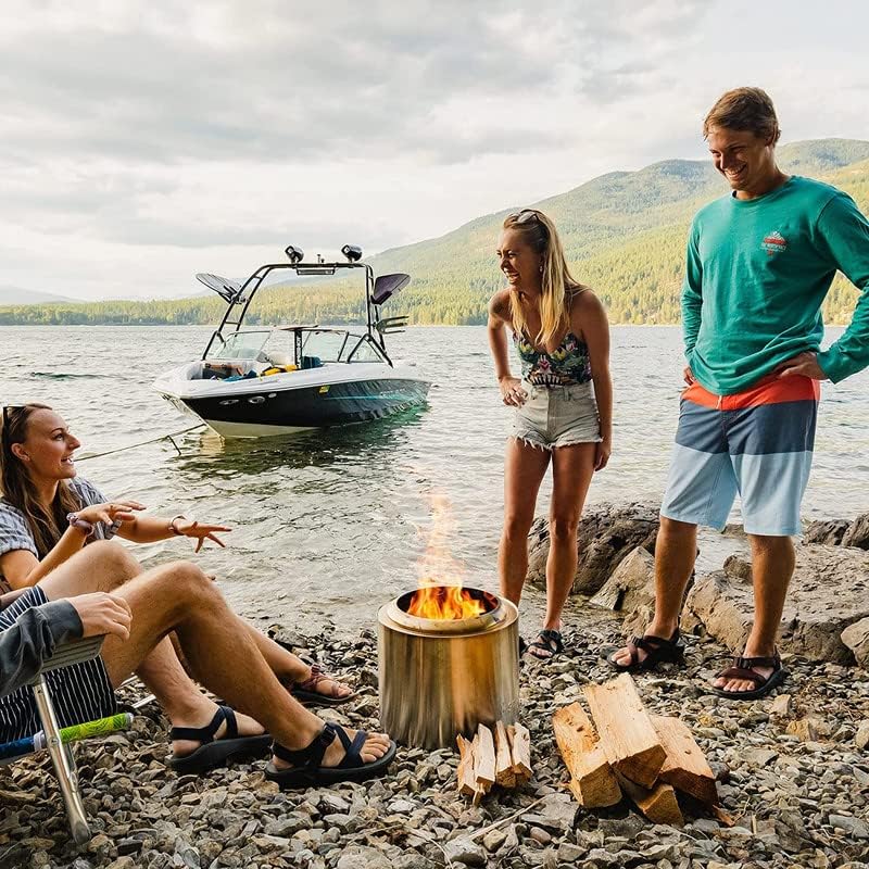 Solo Stove Ranger with Stand Fire Pit Kit - Portable 15 inch Wood Burning Low Smoke Portable Firepit | Perfect for Tailgating RV | Made from Durable Stainless Steel