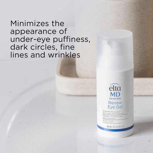 EltaMD Renew Eye Gel, Serum for Dark Circles and Puffiness, Under Eye Serum for Face, Anti Aging, Minimizes Fine Lines and Wrinkles, 0.5 oz Pump