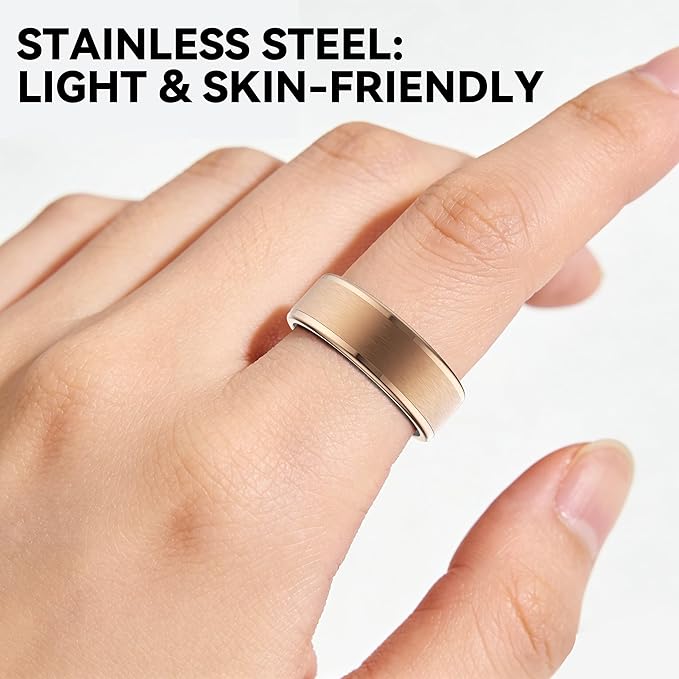 Smart Ring for Women Men,Fitness Ring with 24/7 Activity Tracking,Stress,Sleep Monitoring,No APP Subscription Fees,Compatible with iOS & Android, HarmonyOS Rose Gold, 8#