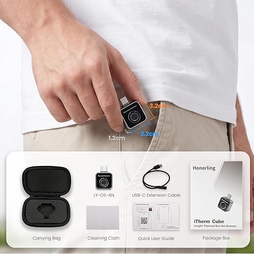 Thermal Camera, Thermal Imaging Camera for Android, 128x96 Ture IR Resolution Infrared Camera, 14℉ to 842℉(-10℃ to 450℃), 10 Color Palettes