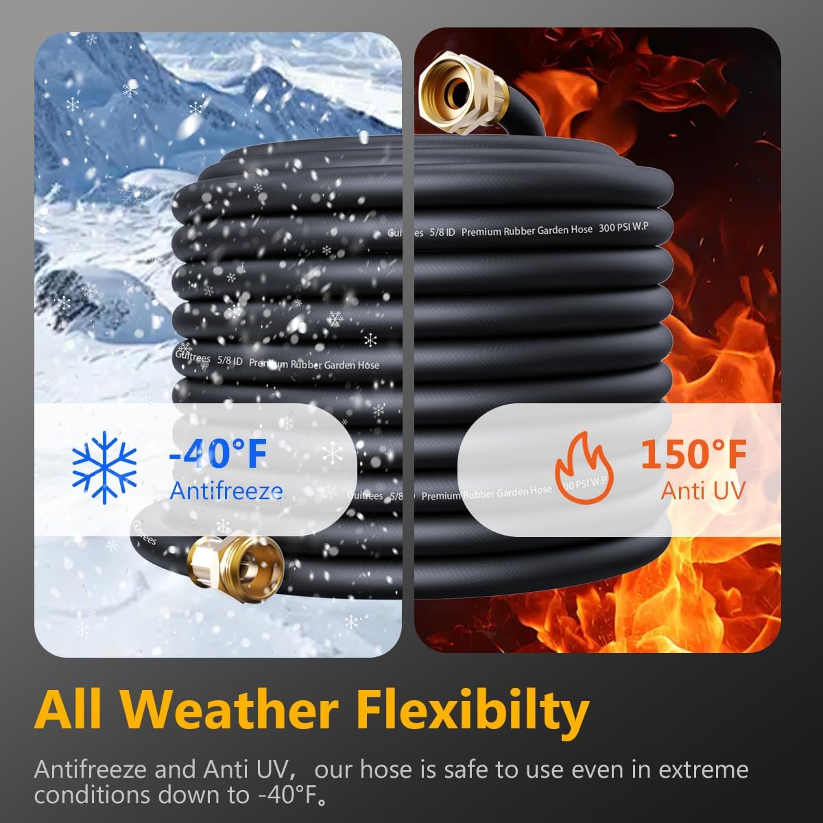 Leader Garden Hose 15ft x 5/8", Heavy Duty Short Water Hose, Male to Female Fittings, Five Layered Braiding for Durability, 1000PSI Burst, 200PSI Working (Black)
