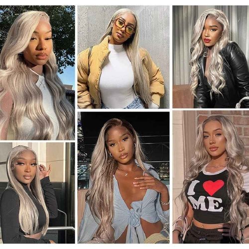 Giginger Bundles Human Sliver GREY 24 26 28 inch Body Wave Human Hair Bundles Unprocessed Quick Weave Soft Sewn In Hair Extensions for Black Women
