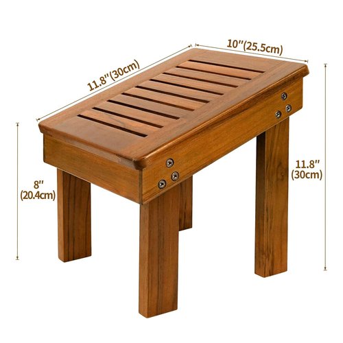 Utoplike Teak Shower Stool for Shaving Legs,Bamboo Shower Bench with Storage